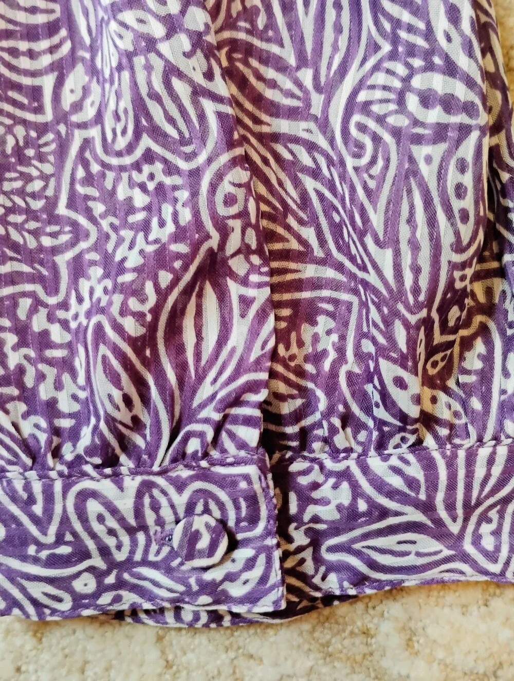 NWT XL Ann Taylor LOFT Purple And White V-Neck Floral Long Sleeve Blouse NEW